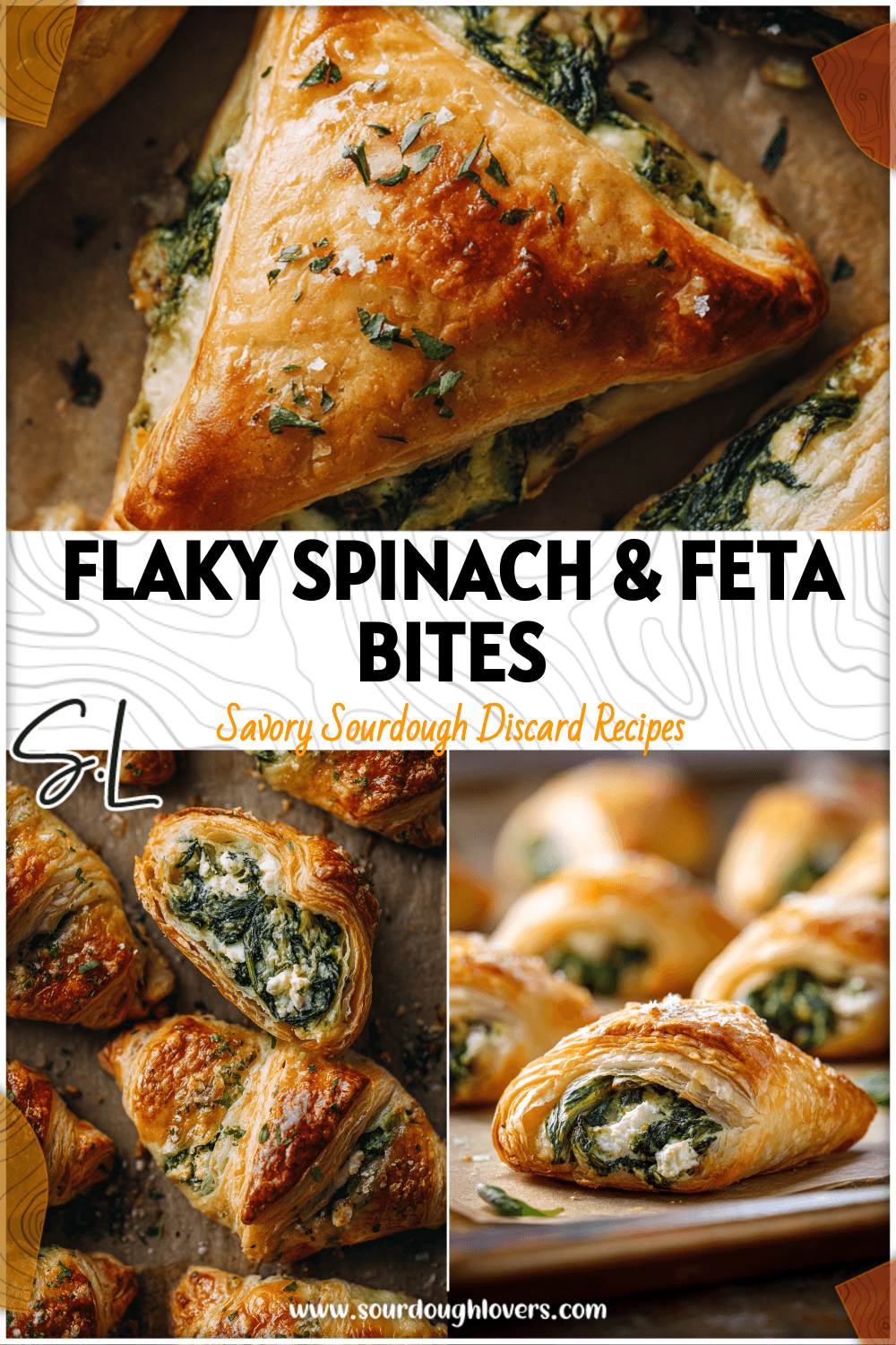 Golden sourdough pastries filled with spinach and feta arranged on a baking tray, a savory pastry with spinach filling.